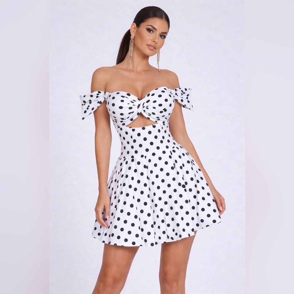 Glitz Beaute “Midnight Polka Siren” Mini Dress